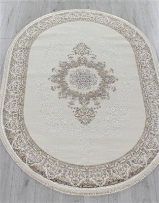 Ковер 27236A - CREAM / NAVY - Овал (3х4) 0283096601256