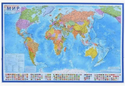 Настенная политическая карта Мира 1,43*1,02 м, матовая ламинация 0283095124 - фото 353215
