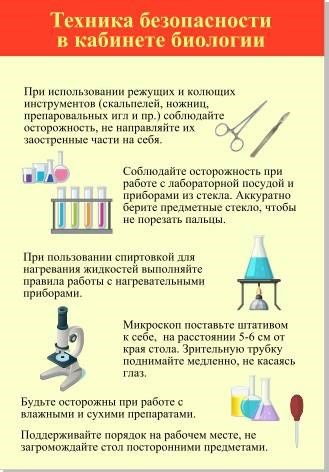 Стенд "Техника безопасности в кабинете биологии" пластик 3 мм размер  680х980 мм 05750 - фото 4844