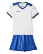 Форма футбольная детская KELME (бело-синий, бирюзовый, зеленый) 01724