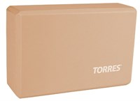 Блок для йоги TORRES, размер 8x15x23 см, материал ЭВА, пудровый 0281258