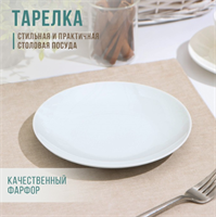 Тарелка «Универсал», d=24 см, белая, фарфор 026298