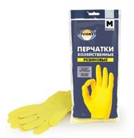 Перчатки хозяйственные латексные AVIORA, МНОГОРАЗОВЫЕ, хлопчатобумажное напыление, размер M (средний) 0280836