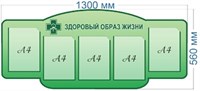 Стенд Здоровый образ жизни (фигурный)  1300 х 560 пластик 3мм, карманы А4-5шт. ЗОЖ4