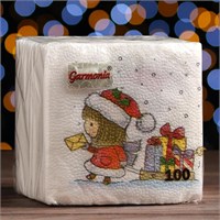 Салфетки бумажные Гармония цвета «Новогодняя почта - письмо», 24х24 см, 100 листов 027933