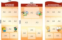 Комплект Школьных стендов  пластик 3мм,  22 кармана А4, 2 кармана А3, 1 карман А2, 700 х 1600 - 2шт, 900 х 1500 со стыком по горизонтали - 1шт. ШИ21