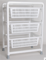 Этажерка напольная, 3-х секционная, с выдвижными лотками, белая BiedE-BdhcSduICnLSfja3