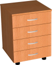 Тумба с 4-мя ящиками (на ножках/на колесах) 025790