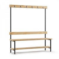 Скамейка для раздевалки с вешалкой и полкой для обуви (L=2000) дерево ОС-14303