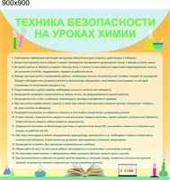 Стенд Техника безопасности на уроках химии размер 900 х 900 пластик 3 мм 2739