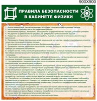 Стенд Правила безопасности в кабинете физики пластик пвх 3 мм размер 900 х 900 27197