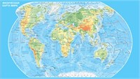 Стенд Физическая карта Мира 1400 х 800 пластик 3мм 05643
