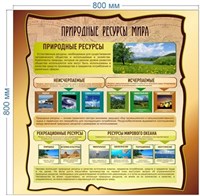 Стенд Природные ресурсы мира 800 х 800 пластик 3 мм 05623