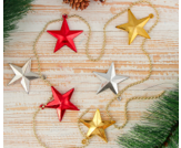 Бусы на ёлку 1 м 5,5 см "Разноцветные звёздочки" 01015