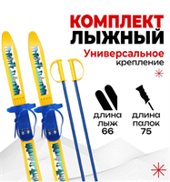 Комплект лыжный детский: лыжи 66 см, палки 75 см 026582