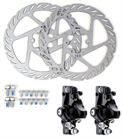 Тормоза для велосипедов набор дисковый механический передний задний YINXING YX-DB08, ротор YRT-05-A, 160мм, чёрный, цельнолитой, круглые колодки (P01) 0283095482