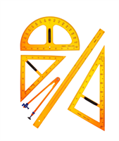 Набор для школьной доски, 5 предметов: 2 треугольника, 1 транспортир, 1 циркуль, 1 линейка 02830962890