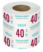 Бумага туалетная 1-слойная Vega, серая, 40м, перфорация, 48 рул/уп 027996
