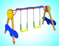 Качели двойные на брусе с гибким подвесом 02830070