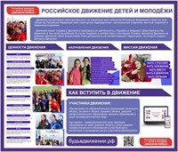 Стенд Российское движение детей и молодёжи Движение Первых 1400 х1200 мм РШД4