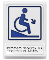 Пиктограмма с дублированием информации по системе Брайля на специальной наклонной площадке на основе полистирола 02830881