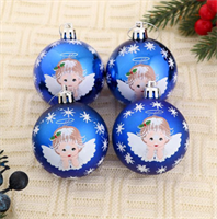 Набор шаров пластик d-6 см, 8 шт "Ангелочек" синий 027221