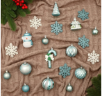 Набор украшений пластик 20 шт "Праздничный" голубой белый 01000