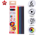 Карандаши 6 цветов Calligrata, заточенные, трехгранные, пластиковые, эконом, картонная упаковка, европодвес 01293