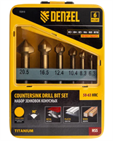 Набор зенковок HSS, M3-M10, 6 шт, металлический кейс Denzel 72313 0283095267