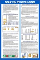 Стенд Охрана труда при работе на складе 800 х 1200 мм пластик 3 мм 23013