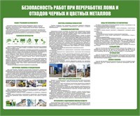 Стенд Безопасность работ при переработке лома и отходов черных и цветных металлов размер 1020 х 850 пластик 3 мм 2399