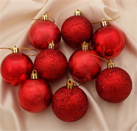 Ёлочные игрушки, шары новогодние , пластик, набор d-6 см, 9 шт "Камилла" красный 02830962748