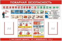 Стенд Пожарная безопасность с карманами А4 размер 1200х1000 пластик 3 мм 0281126