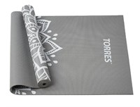 Коврик для йоги TORRES Relax 4, PVC 4 мм, нескользящее покрытие, серый 0281248