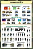 Стенд Виды и род войск.Военная форма одежды 800 х 1200 пластик 3мм 2572