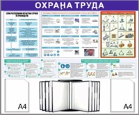 Стенд Охрана Труда 1200 х 1100 пластик 3мм, карманы А4-2шт+перекидная система на 10 карманов 2362
