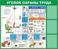 Стенд Уголок охраны труда с 3 карманами А4 вертикальные размер 1300 х 1100 пластик 3 мм 2338