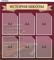 Стенд История школы размер 750 х 800 мм пластик 3 мм с карманами А4-6 шт И1