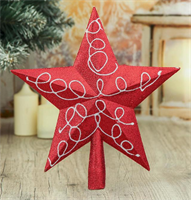 Звезда на ёлку (верхушка) завитки, 22х23 см, бело-красный 02830962744
