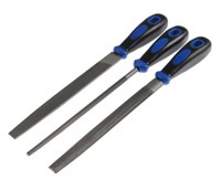 Набор напильников ТУНДРА, сталь У10, насечка №2, пластиковые рукоятки, 200 мм, 3 шт. 0282437