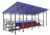 Трибуна сборно-разборная 3-х рядная на 40 мест (с навесом из профлиста) ОС-15635