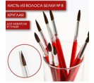 Кисть из волоса белки круглая № 8, ARTLAVKA (Короткая ручка 18,5 см.) 01310