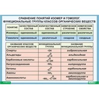 Сравнение понятий изомер и гомолог. Функциональные группы классов органических веществ, 100x140 см (Таблица, винил. Химия) В7-8670-001 bf9FSVwZiKMf4v61TDp3D1