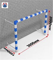 Ворота гандбол - минифутбол 3х2х1 сталь пристенные (СИНИЙ) ОС-15141