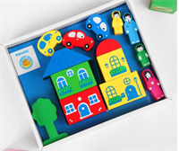 Конструктор «Цветной Городок» синий, 14 элементов 027250