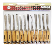 Стамески по дереву набор 12 предметов с деревянной ручкой 0281478