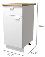 Кухонный шкаф напольный с ящиком Изида 40x86x56 см ЛДСП цвет белый 0283095857
