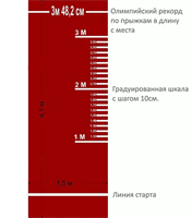 Дорожка (разметка) для прыжков в длину с места, для сдачи норм ГТО (красная) НФ-138276
