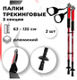 Палки для скандинавской ходьбы, телескопические, 3 секции, до 135 см, 2 шт. 02830756 - фото 1406054