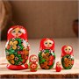 Матрёшка «Божья коровка», красный платок, 5 кукольная, 9-11 см 0282998 - фото 1409740